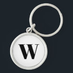 Modern black white custom monogram initial letter key ring<br><div class="desc">Customise,  personalise monogram,  initial,  letter black and white modern elegant classic chic script refined stylish Keychain.</div>