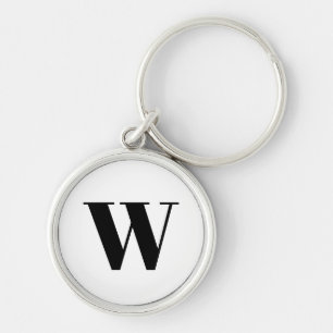 Modern black white custom monogram initial letter key ring