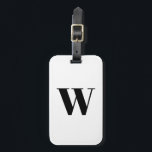 Modern black white custom monogram initial letter luggage tag<br><div class="desc">Customise,  personalise monogram,  initial,  letter black and white modern elegant classic chic script refined stylish Luggage Tag</div>