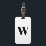Modern black white custom monogram initial letter luggage tag<br><div class="desc">Customise,  personalise monogram,  initial,  letter black and white modern elegant classic chic script refined stylish Luggage Tag</div>