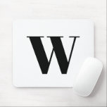 Modern black white custom monogram initial letter mouse pad<br><div class="desc">Customize,  personalize monogram,  initial,  letter black and white modern elegant classic chic script refined stylish Mouse Pad</div>