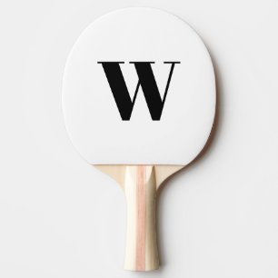 Modern black white custom monogram initial letter ping pong paddle