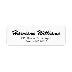 Modern black white custom script return address