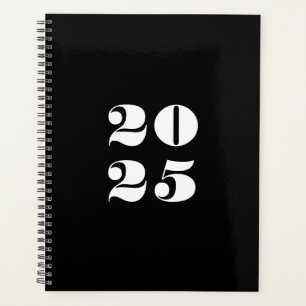 Modern black white custom year stylish typography planner