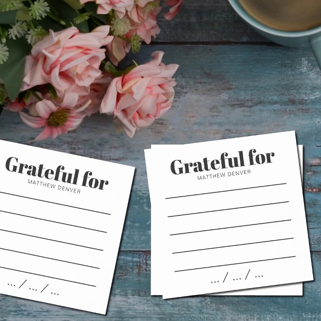 Modern Black & White Daily Grateful Gratitude Note (Modern Daily Gratitude Grateful For Post-it Note)