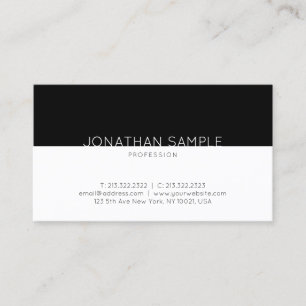 Modern Black White Design Clean Plain Fashionable Business Card