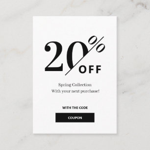 Modern   Black & White Discount Card