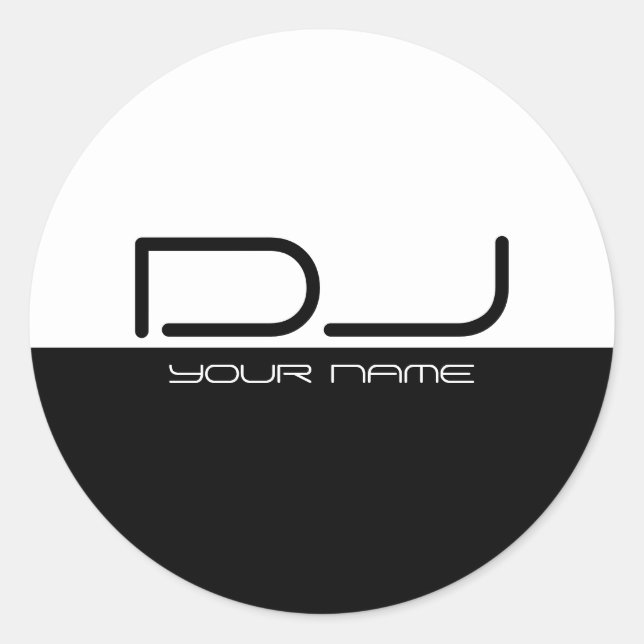 Modern Black & White DJ Sticker (Front)