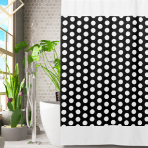 Modern Black White Dots Shower Curtain