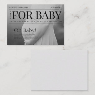 Modern Black White Editorial Books For Baby Enclosure Card