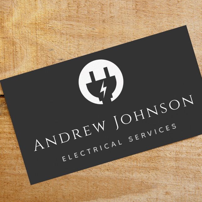 Modern Black White Electrical Service Electrician  Business Card (Creator Uploaded)