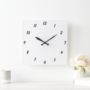 Modern Black White Elegant Custom Colour Gift 2023 Square Wall Clock