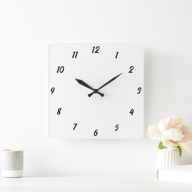 Modern Black White Elegant Custom Colour Gift 2023 Square Wall Clock (Home)