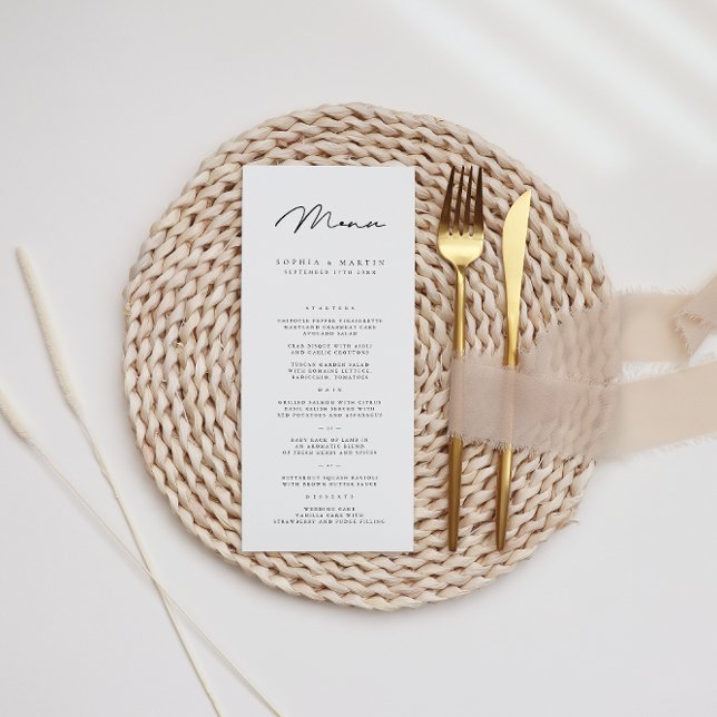 Modern Black White Elegant Minimalist Wedding Menu (Creator Uploaded)
