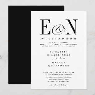 Modern Black & White Elegant Wedding Invitation