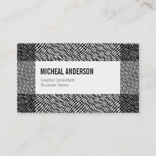 Modern Black White Etched Graphic Pattern Border Business Card