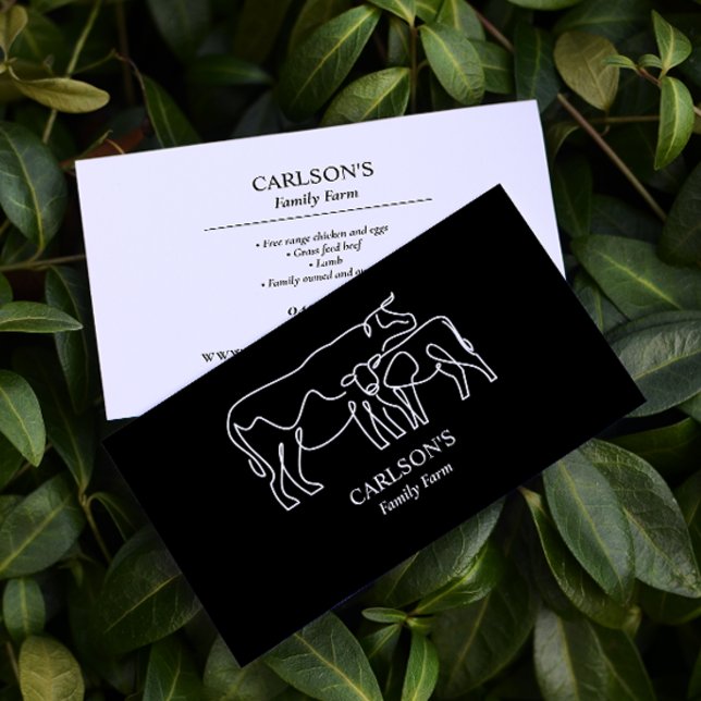 Modern Black & White Family Cattle Farm  Business Card (Creator Uploaded)