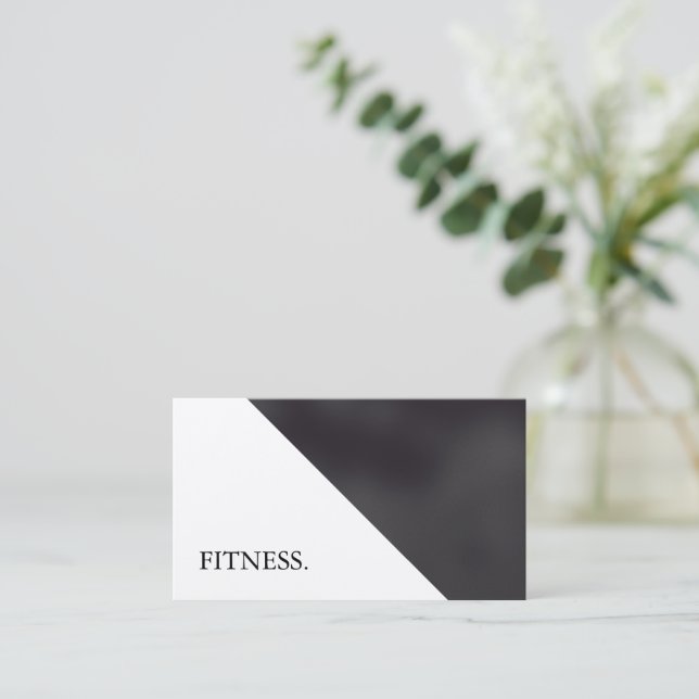 Modern Black & White Fitness Business Card (Standing Front)