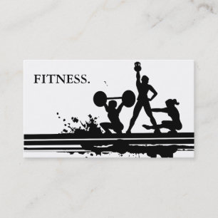 Modern Black & White Fitness Business Card