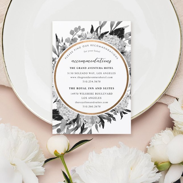 Modern Black & White Floral Accommodations Card (Creator Uploaded)