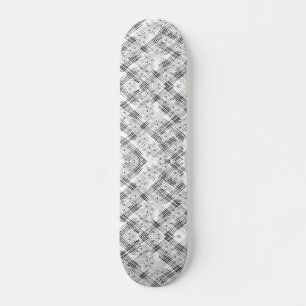 Modern Black & White Floral Geometric Pattern Skateboard