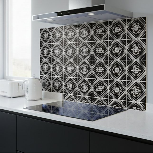 Modern Black White Flower Pattern Tile (Creator Uploaded)
