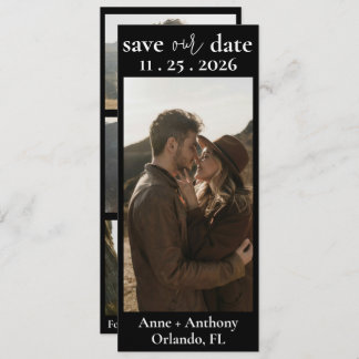 Modern Black & White Four Photos Save the Date 