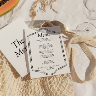 Modern Black & White Frame Retro Dinner Wedding Menu