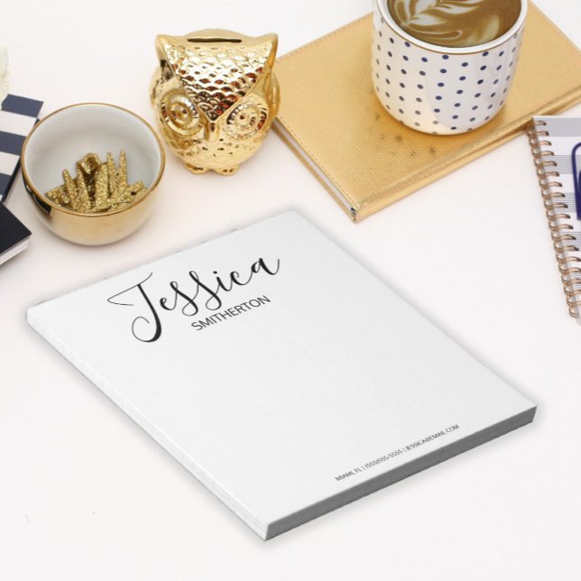 Modern Black White Full Name Trendy Stylish   Notepad (Creator Uploaded)