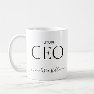 Modern Black & White Future CEO Name Girly Gift Coffee Mug