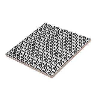 Modern Black White Geometric Arch Pattern Tile
