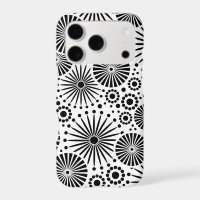 Modern Black White Geometric Flowers Starburst