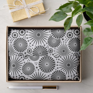Modern Black White Geometric Flowers Starburst  Tissue Paper