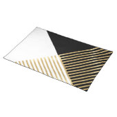 Modern Black White Geometric Gold Stripes Placemat (On Table)