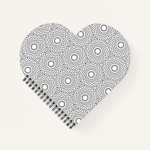 Modern Black & White Geometric Mandala Pattern Notebook