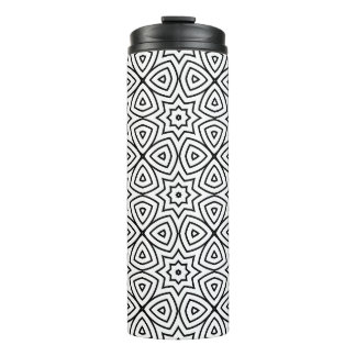 Modern Black & White Geometric Pattern Thermal Tumbler