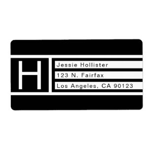 Modern Black & White Geometric Return Address