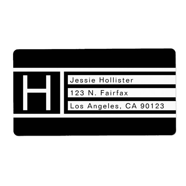 Modern Black & White Geometric Return Address (Front)