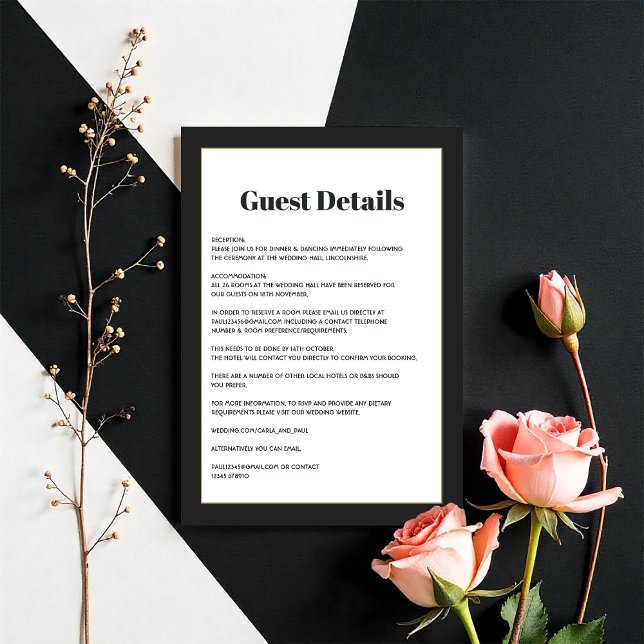 Modern Black & White Geometric Wedding Guest Info Enclosure Card (Modern Black & White Geometric Wedding Guest Info Enclosure Card)
