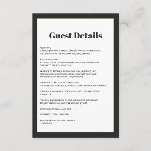 Modern Black & White Geometric Wedding Guest Info Enclosure Card