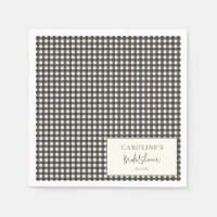 Modern Black White Gingham Plaid Bridal Shower