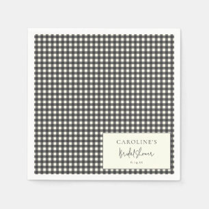Modern Black White Gingham Plaid Bridal Shower Napkin