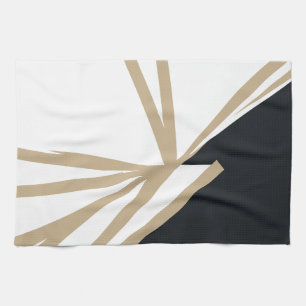 Modern Black White Gold Abstract Tea Towel