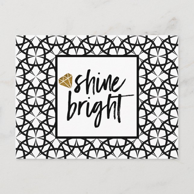 Modern Black White Gold Art Card Shine (Front)