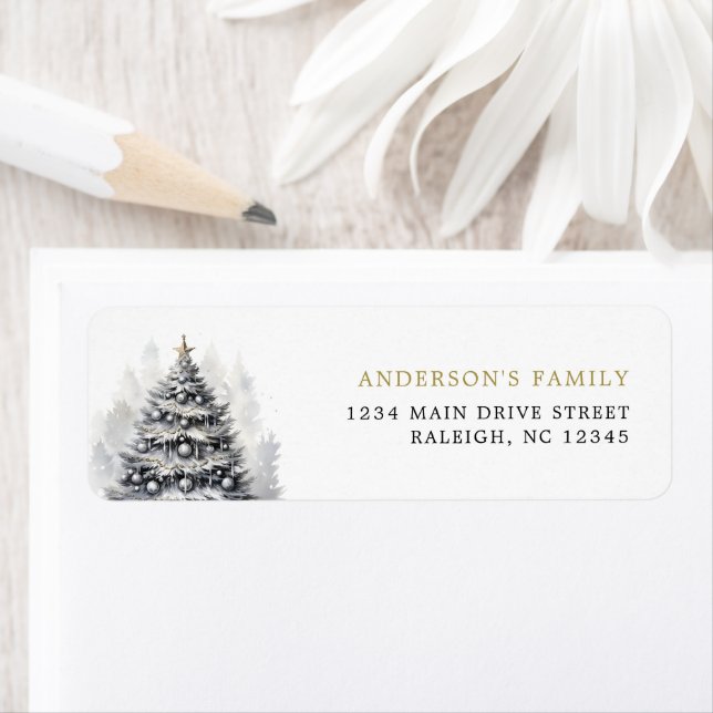 Modern Black & White  Gold Christmas Tree Party (Insitu)