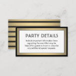 Modern Black, White & Gold Faux Foil Details Enclosure Card<br><div class="desc">Compliment black and gold party invitations and provide important information to guests with elegant matching enclosure cards. All wording on this template is simple to customise for any occasion. This card includes the celebration details of your choice such as directions, website, special requests, accommodations, reception, rsvp, etc. The design features...</div>