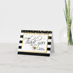 Modern Black White Gold Foil BABY SHOWER Thank You Card