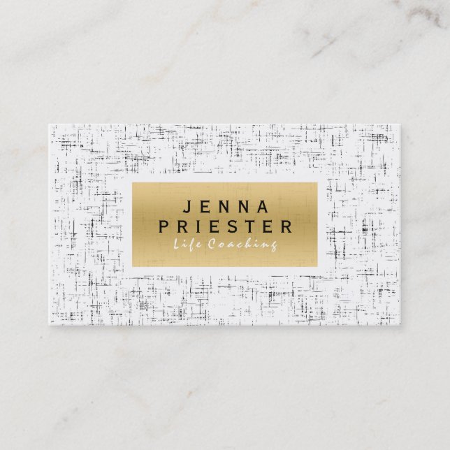Modern Black, White & Gold Grunge Background Business Card (Front)