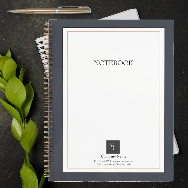 Modern Black White Gold with Business Logo Notebook (Creator Uploaded)