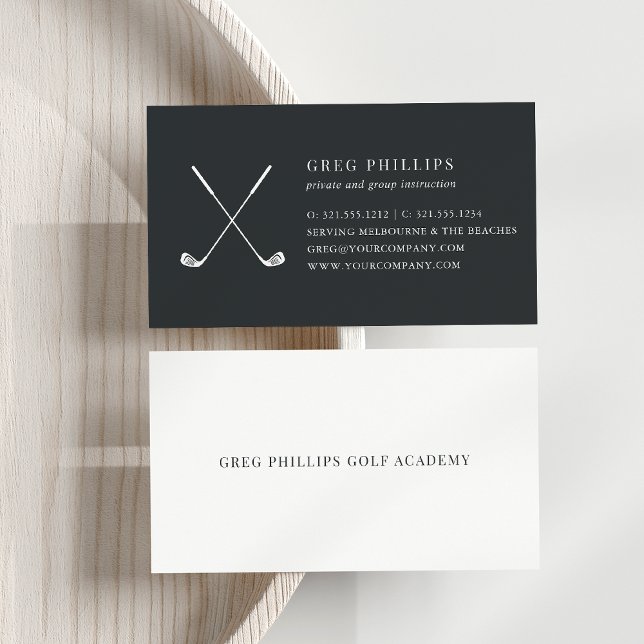 Modern Black & White Golf Pro or Instructor Business Card (Creator Uploaded)